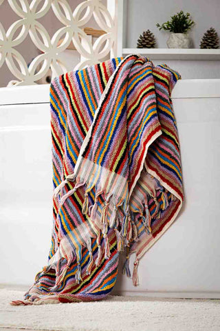 Striped Bath Towel | Organic Turkish Cotton Plush Jacquard Towel