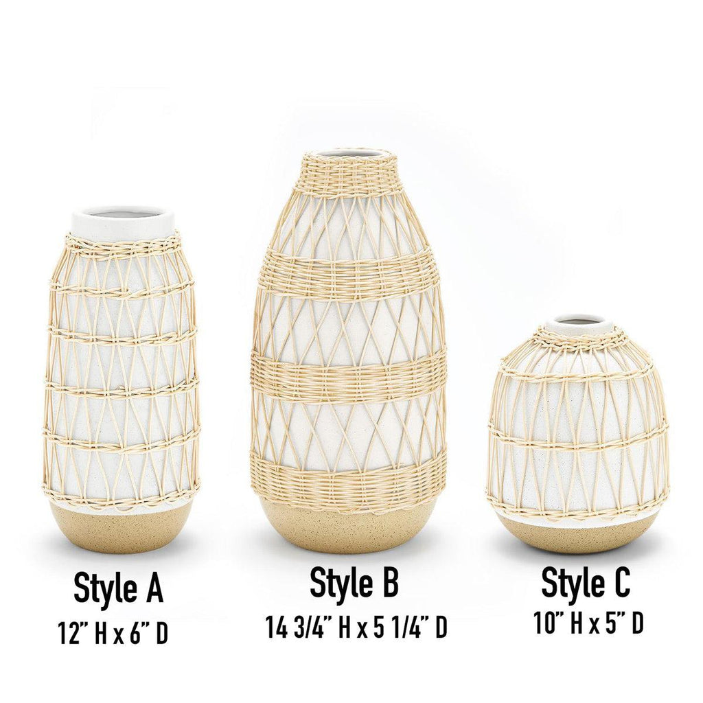 Madison Willow Vase Set – Handwoven Willow & Ceramic Decorative Vases