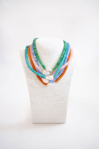 Susie- Quartz Beaded Necklace with freshwater Pearl