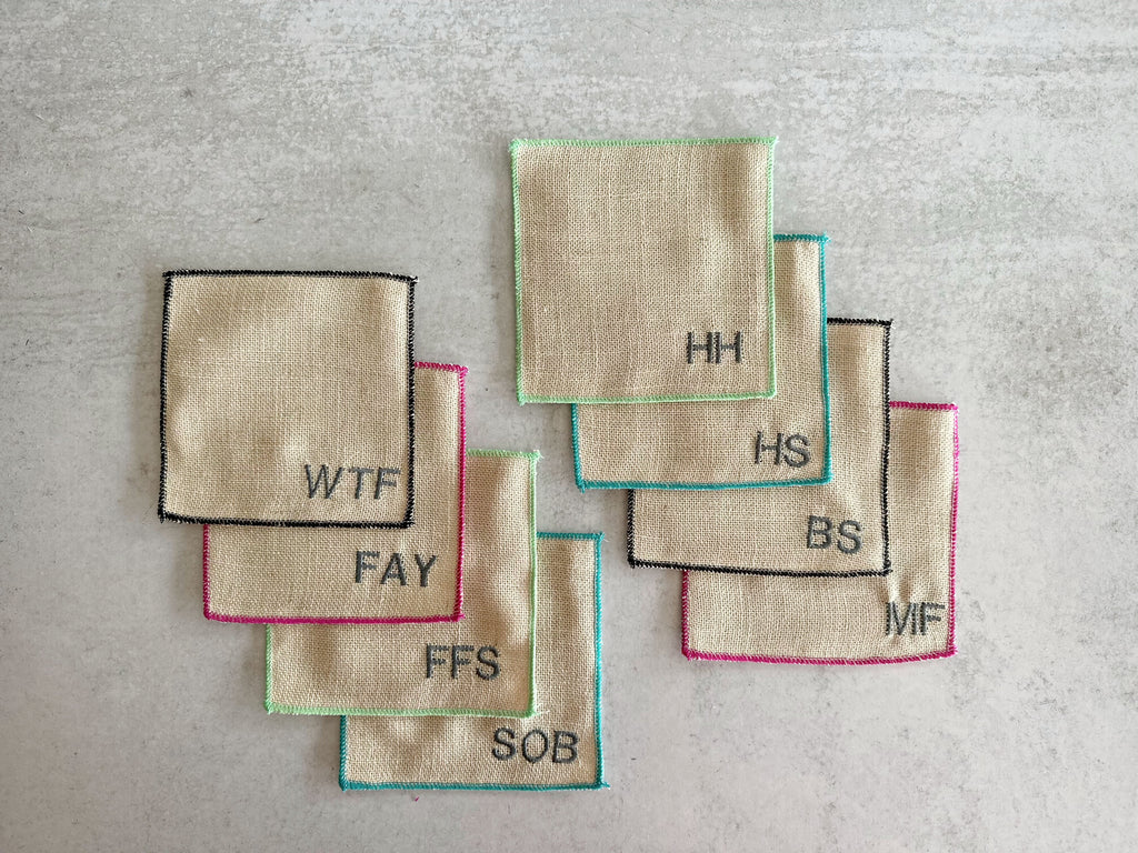 Elegant Colorful Linen Cocktail Coasters – 8-Piece Bar Accessory Set