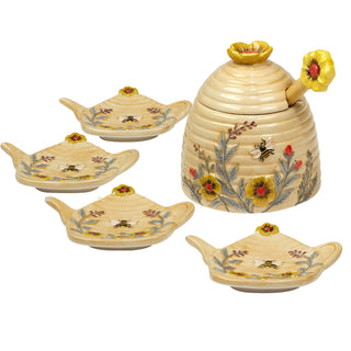 Sweet As A Bee 3 - D Honey Pot 9 oz. & 4 Tea Bag Holder - Anara Lifestyle