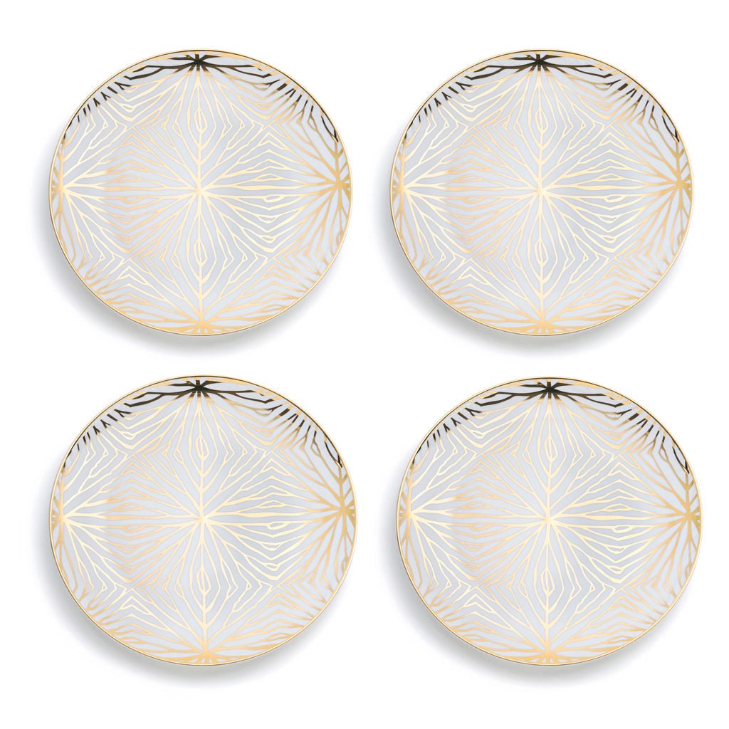 Talianna Lily Pad Plates, White & Gold, Set of 4 - Anara Lifestyle