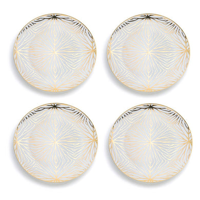Talianna Lily Pad Plates, White & Gold, Set of 4 - Anara Lifestyle