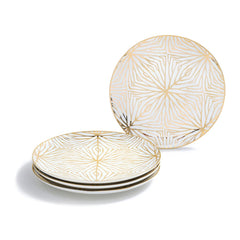 Talianna Lily Pad Plates, White & Gold, Set of 4 - Anara Lifestyle