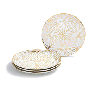 Talianna Lily Pad Plates, White & Gold, Set of 4 - Anara Lifestyle