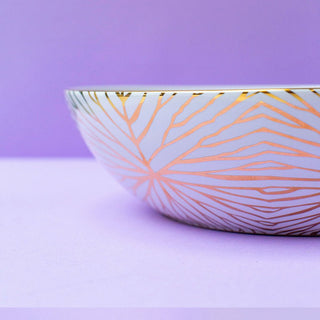 Talianna Lily Pad Serving Bowl, White & Gold - Anara Lifestyle