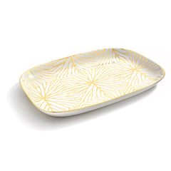 Talianna Lily Pad Serving Platter, White & Gold - Anara Lifestyle