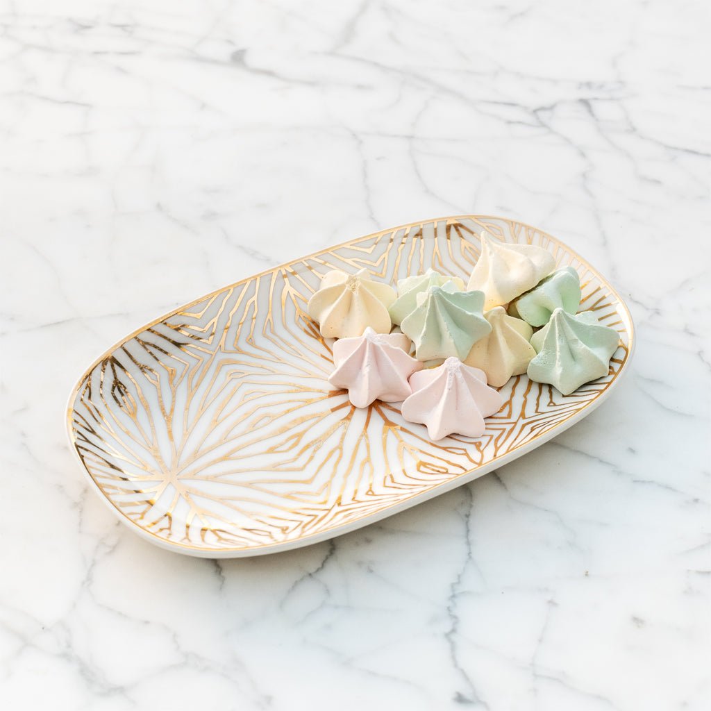 Talianna Lily Pad White & Gold Catchall Tray – 24K Gold Accent in Limited Edition - Anara Lifestyle