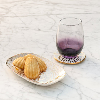 Talianna Lily Pad White & Gold Catchall Tray – 24K Gold Accent in Limited Edition - Anara Lifestyle