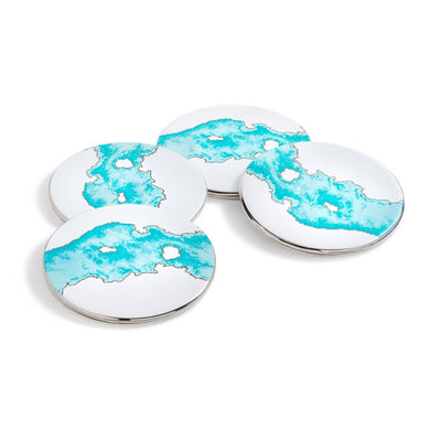 Talianna Ocean Coasters, Aqua & Silver, Set of 4 - Anara Lifestyle