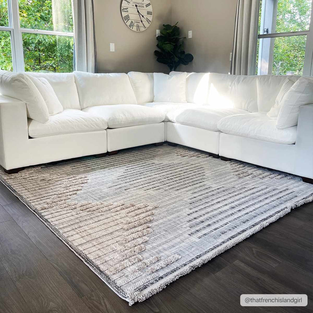 Maulawin High Low Rustic Rug – Textured Vintage Living Room Carpet