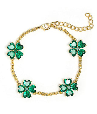 The Catherine Bracelet - Emerald Clover Stone adjustable Bracelet - 18k Gold Plated-Darby Clark Collection