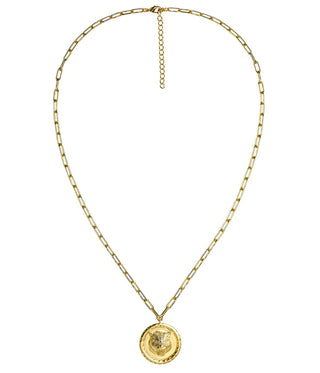 Tiger 3D Disc Coin Necklace - 18k Gold Plated