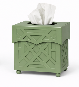 Dark Celadon Chippendale Wastepaper Basket & Tissue (3 Options) | Classic Bath Décor