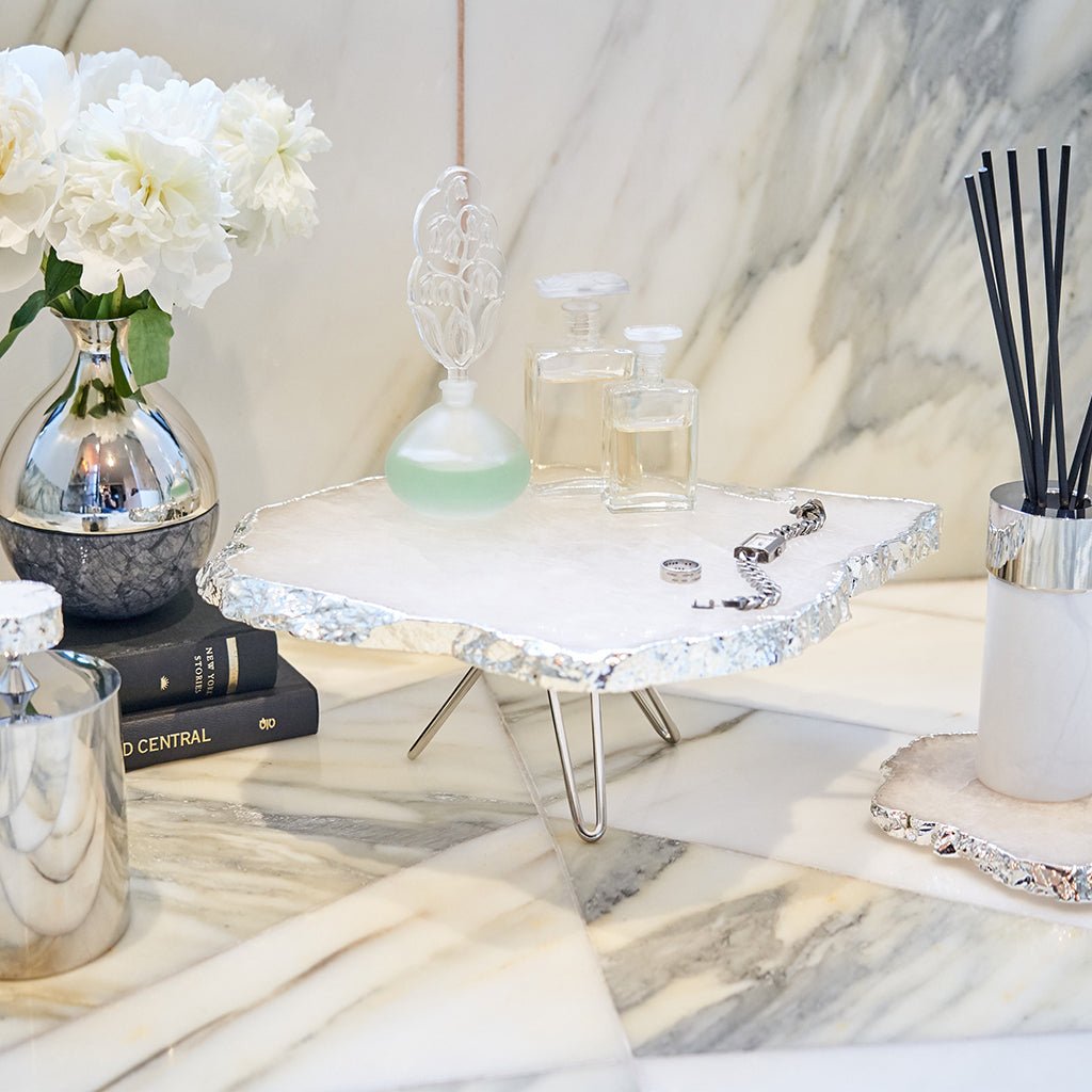 Torta Gemstone Cake Stand in Crystal & Silver - Anara Lifestyle