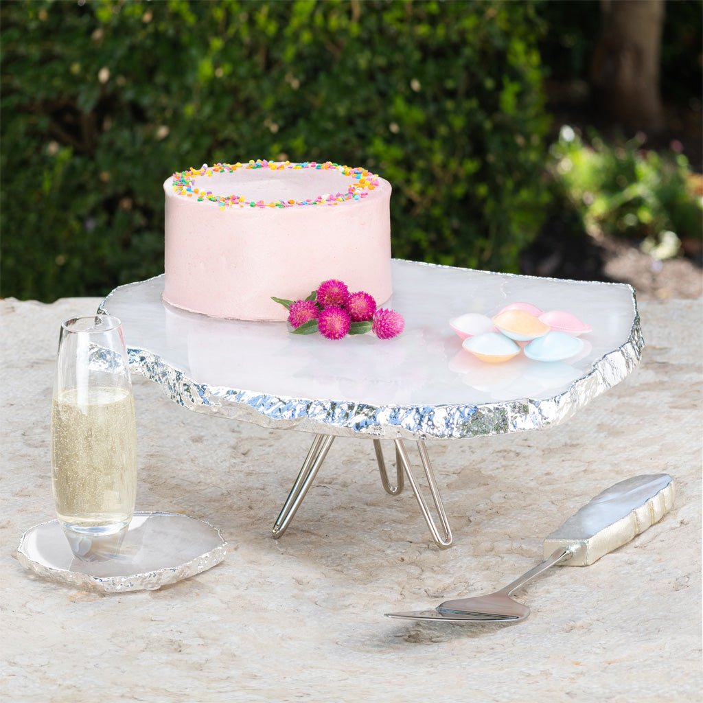 Torta Gemstone Cake Stand in Crystal & Silver - Anara Lifestyle