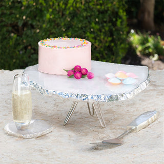 Torta Gemstone Cake Stand in Crystal & Silver - Anara Lifestyle
