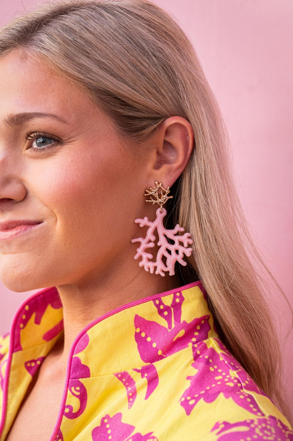 Tula Coral Acrylic Statement Earrings