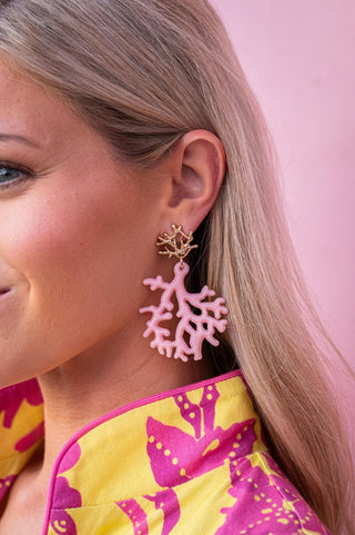 Tula Coral Acrylic Statement Earrings