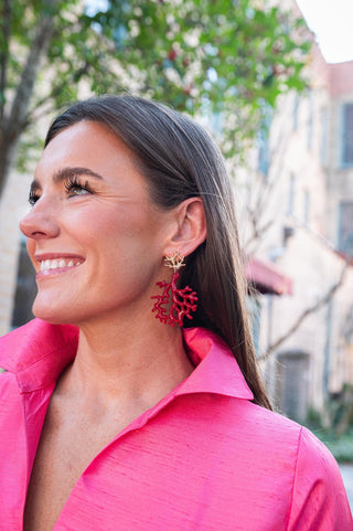 Tula Coral Acrylic Statement Earrings