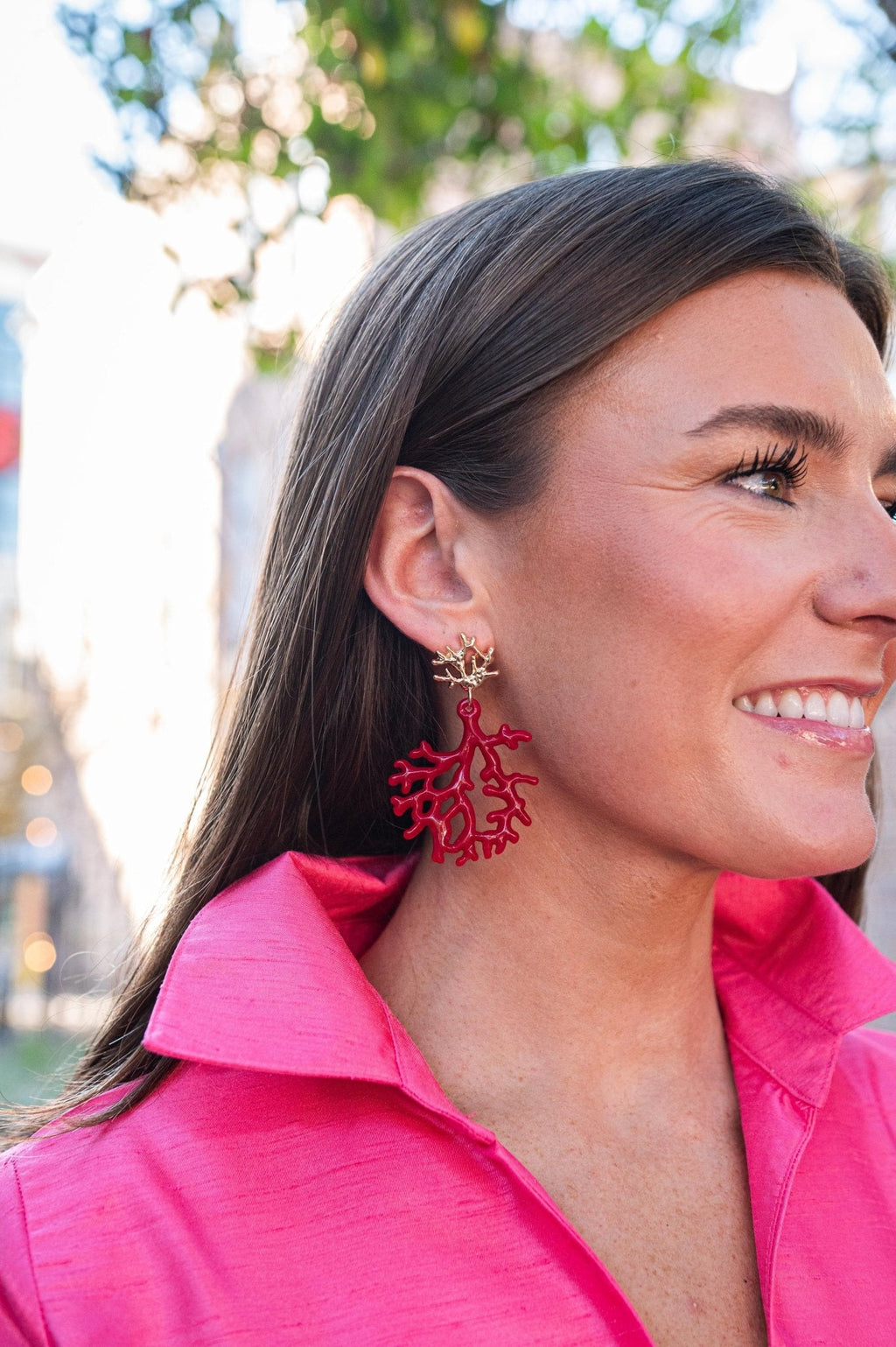 Tula Coral Acrylic Statement Earrings