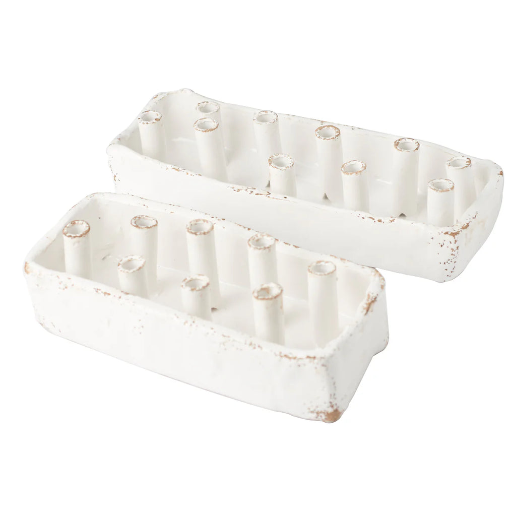 Ceramic Boat Tulipiere, Green/White, 8-Hole/10-Hole