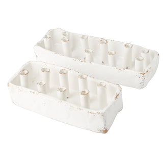 Ceramic Boat Tulipiere, Green/White, 8-Hole/10-Hole