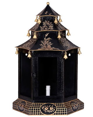 Black & Gold Pagoda Sconce | Chinoiserie Wall Lighting Accent