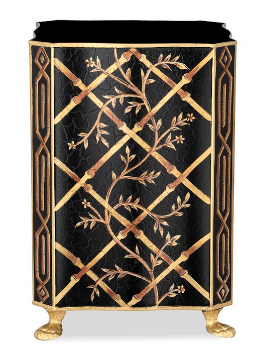 Black Bamboo & Floral Wastepaper Basket & Tissue (3 Options) | Elegant Bath Décor