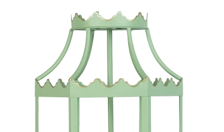 Elegant Green Scalloped Lantern Chandelier with Gold Trim
