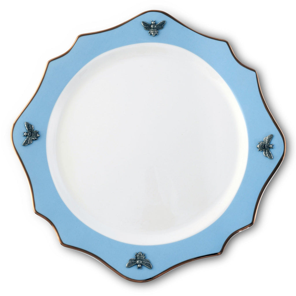 Bee Bone China Charger Blue with Gold Rim