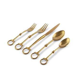 Bit Five piece Flatware Set - Stainless Steel Shiny Gold