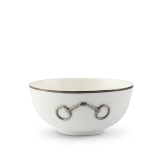 Pewter Bit Bone China Cereal Bowl | Platinum Rim Equestrian 6.5