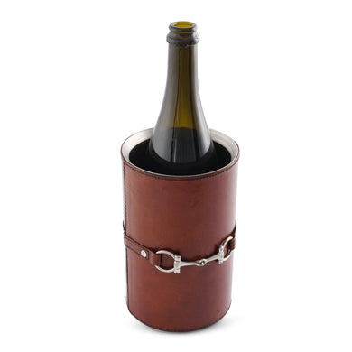 Premium Genuine Leather Bit Wine Bottle Chiller - Stainless Lined