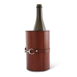 Premium Genuine Leather Bit Wine Bottle Chiller - Stainless Lined