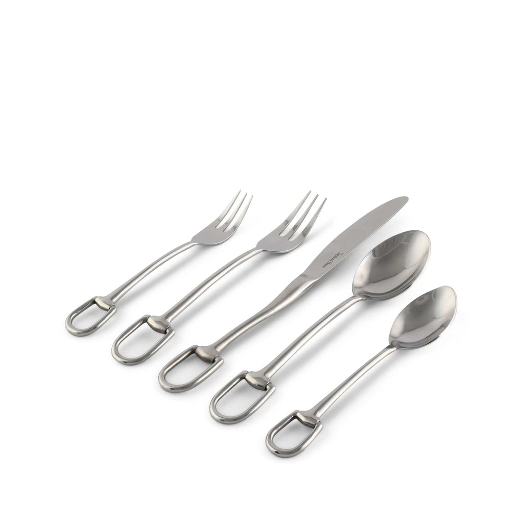 Stirrup 5-Piece Flatware Set | Equestrian Stainless-Steel Silver