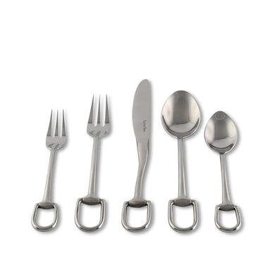 Stirrup 5-Piece Flatware Set | Equestrian Stainless-Steel Silver