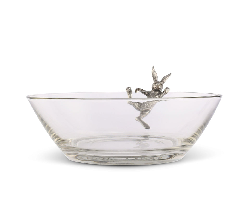 Climbing Bunny Glass Serving / Salad Bowl