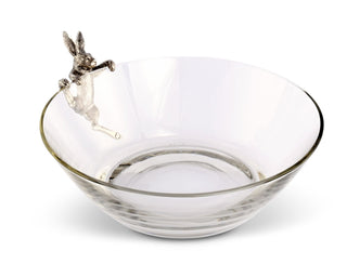 Climbing Bunny Glass Serving / Salad Bowl