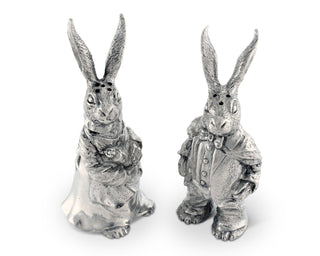 Dressed Rabbits Salt & Pepper Set | Vagabond House Pewter Bunnies