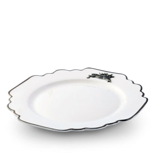 Running Elk Bone China Scallop Dinner Plate Platinum Rim