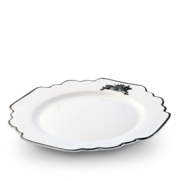 Vagabond House - Pewter Bit Bone China Scallop Dinner Plate Platinum Rim main image 1
