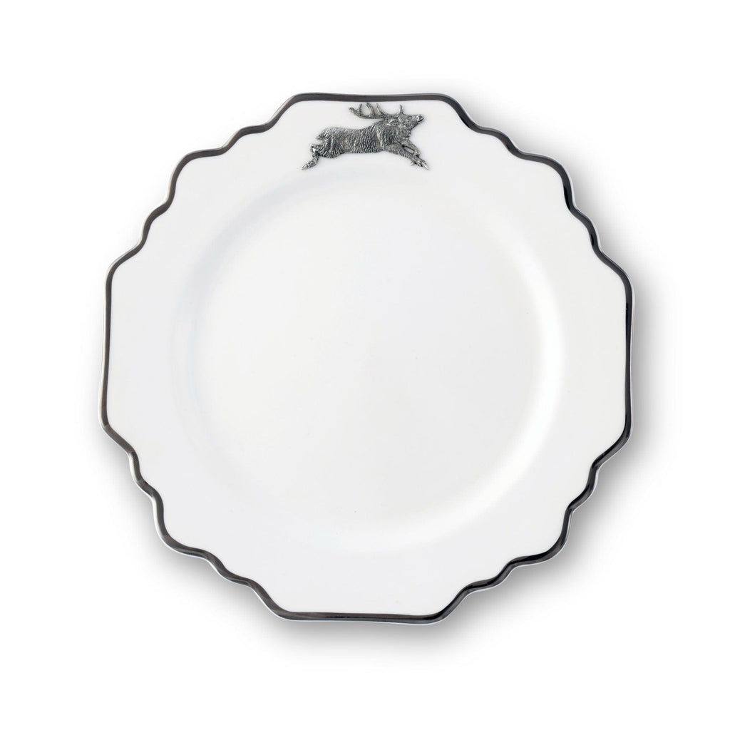 Running Elk Bone China Scallop Salad Plate Platinum Rim