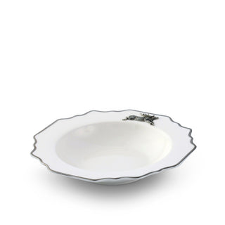 Running Elk Bone China Scallop Soup Plate Platinum Rim
