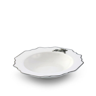 Running Elk Bone China Scallop Soup Plate Platinum Rim
