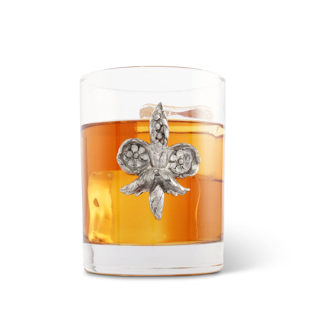 Fleur de Lys Double Old Fashion Bar Glass