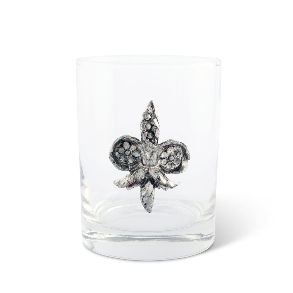 Fleur de Lys Double Old Fashion Bar Glass