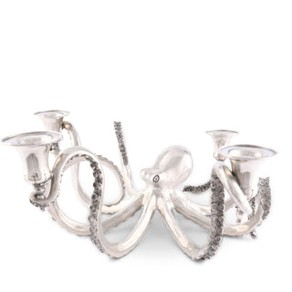 Four Taper Pewter Octopus Candelabrum