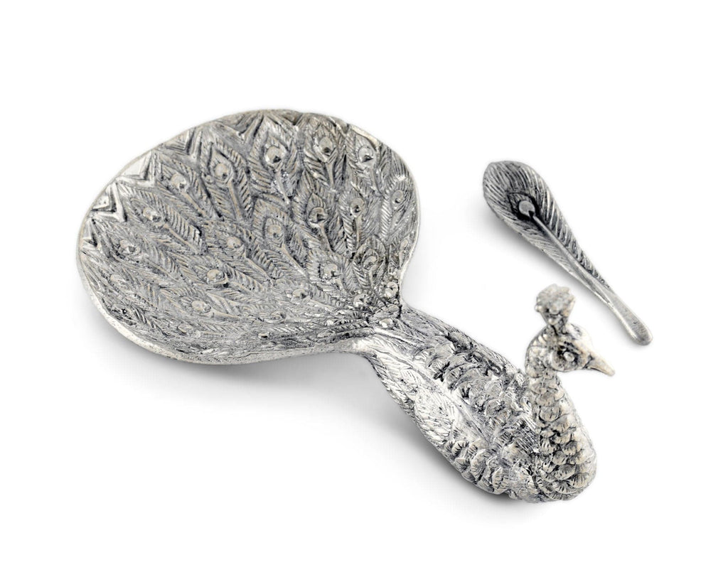 Pewter Peacock Salt Cellar