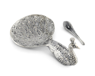 Pewter Peacock Salt Cellar